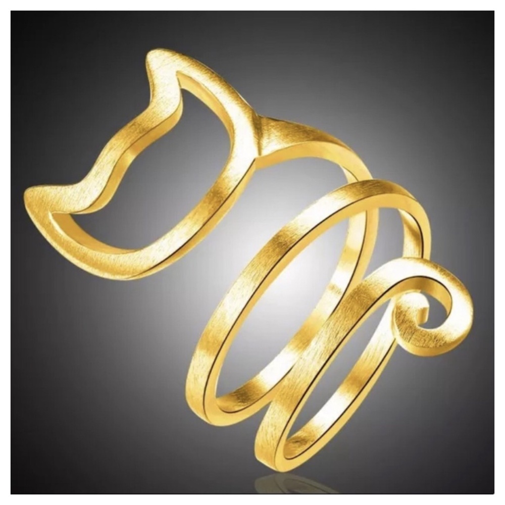 GOLD TONE CAT RING - Picture 1 of 3